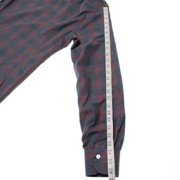 Kiton NWOT Dress Shirt Size 15 / 38 In Blue, Red, & Green Check 100% Cotton - Picture 5 of 12